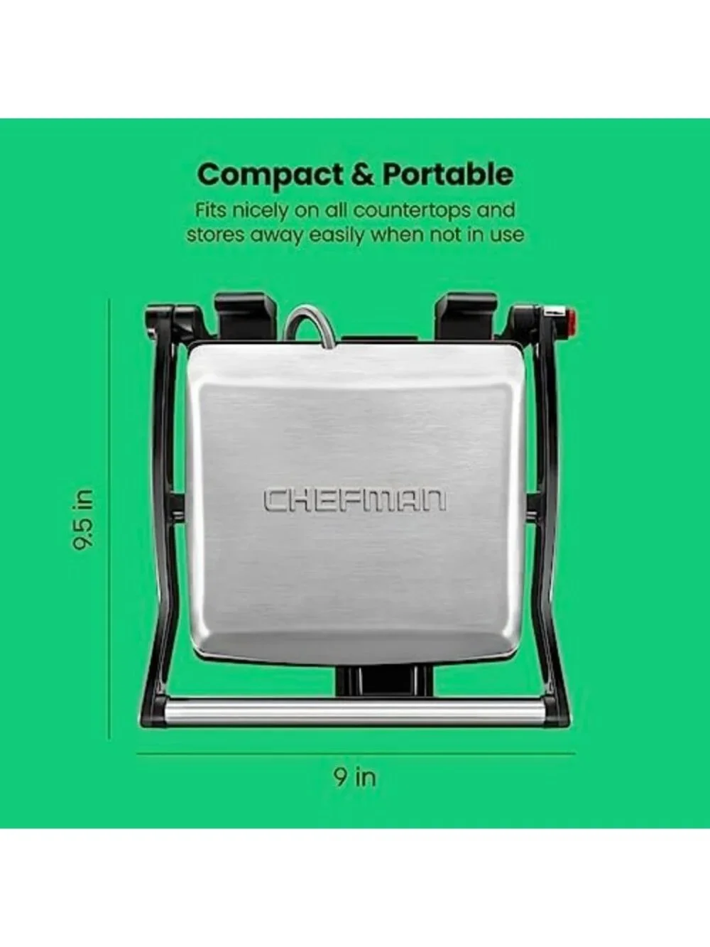 Non-Stick Panini Press & Grill - 180° Opens, Stainless Steel, 4 Slice, Easy